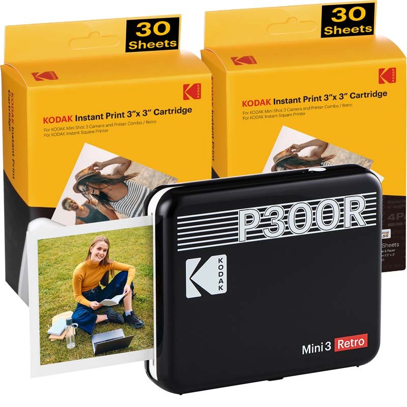 Kodak Instant Mini 3 Retro Cartridge Bundle - Black